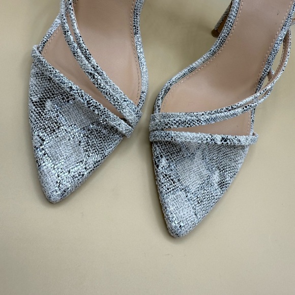 Express Snake Print Pointed Toe Heeled Sandals Size 8 - Picture 3 of 7